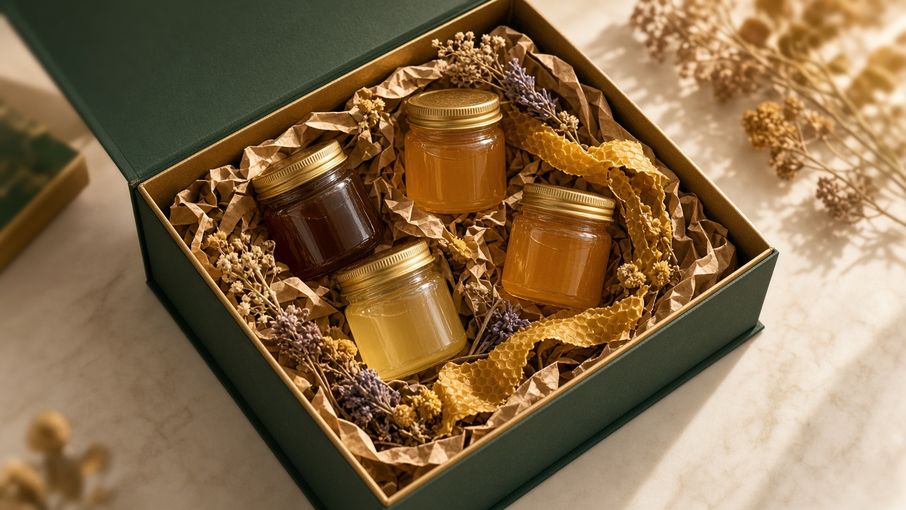 Borcan marturii miere salcam si trandafir roz 65gr