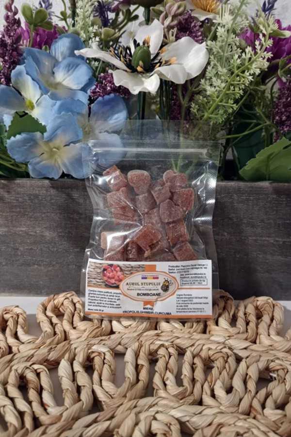 Bomboane cu miere, propolis, ghimbir și curcuma 50gr